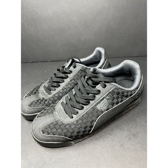 Puma‎ Roma Size 5 Junior Weave Sneakers Black 359853 - Picture 1 of 10